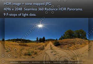 DIRT ROAD THROUGH SUNNY LATE SUMMER CALIFORNIA COUNTRYSIDE 360 HDR PANORAMA #426