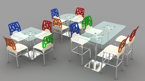 3d model modern chair table