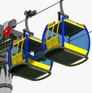 3d model of cartoon aerial tramway