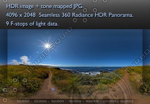 OCEAN SIDE PATH AT BIG SUR CALIFORNIA COAST 360 HDR PANORAMA #476