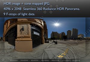 CITY STREET DAYTIME NO TRAFFIC 360 HDR PANORAMA #249