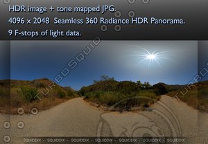 MIDDLE OF EMPTY AFTERNOON PAVED MOUNTAIN ROAD 360 HDR PANORAMA #286