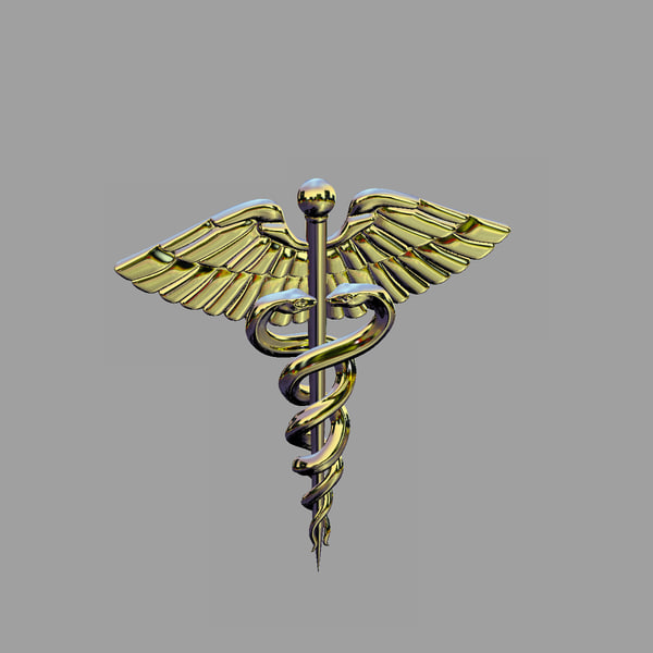 medical caduceus symbol 3d model