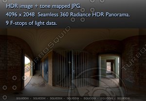 WORLD WAR TWO BUNKER CORRIDOR INTERIOR - 5 360 HDR PANORAMA #167