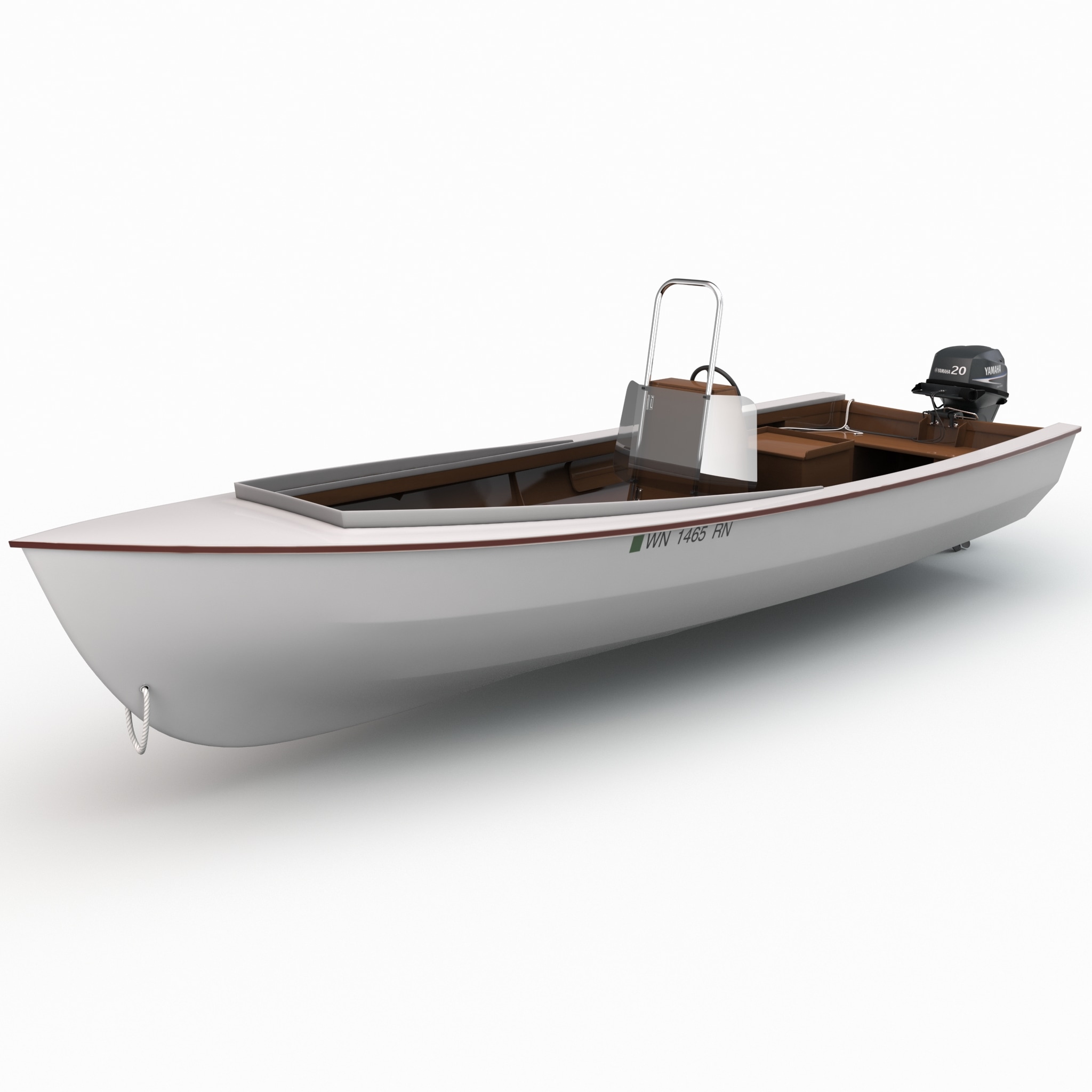 skiff motor boat 3d model