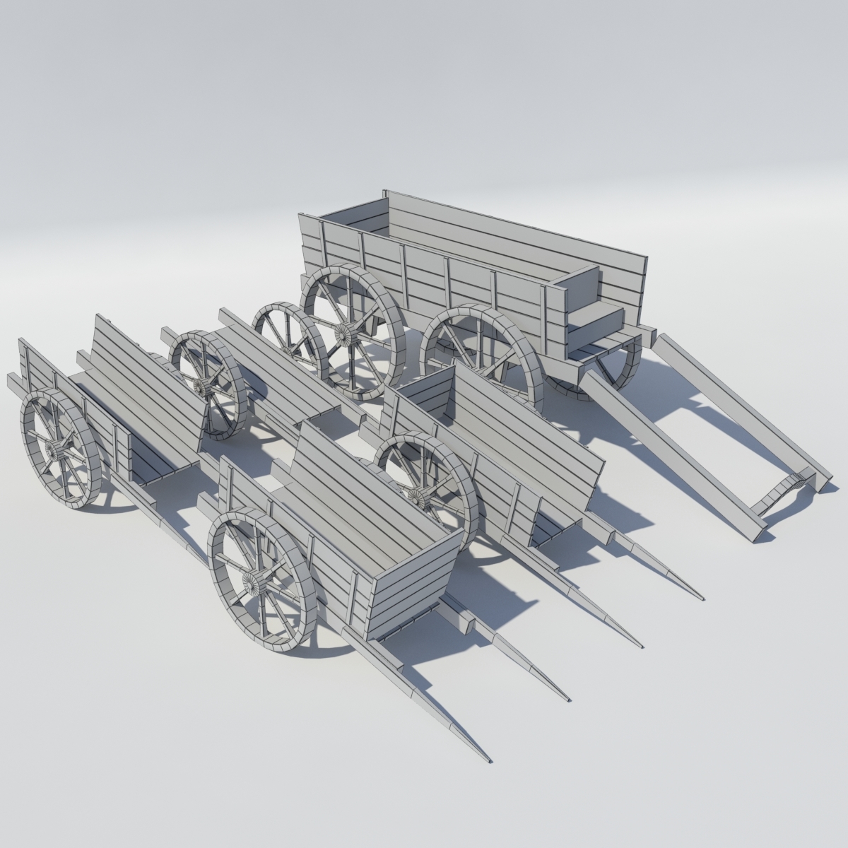 old wooden carts 3ds
