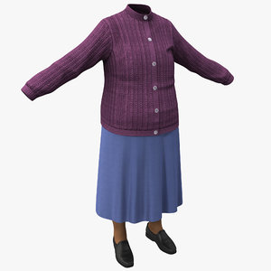 3d model elderly women clothing