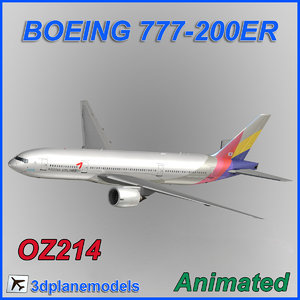 aircraft asiana airlines boeing 3d model