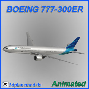 3d boeing 777-300er aircraft landing model