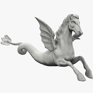 seahorse statue 2 3d 3ds