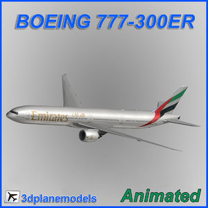 3d boeing 777-300er aircraft landing