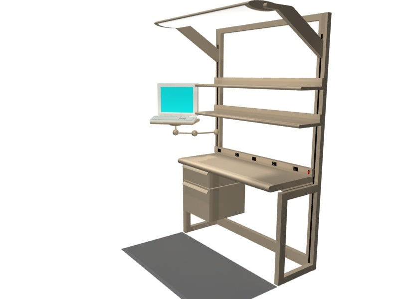 3d model office workstation computer