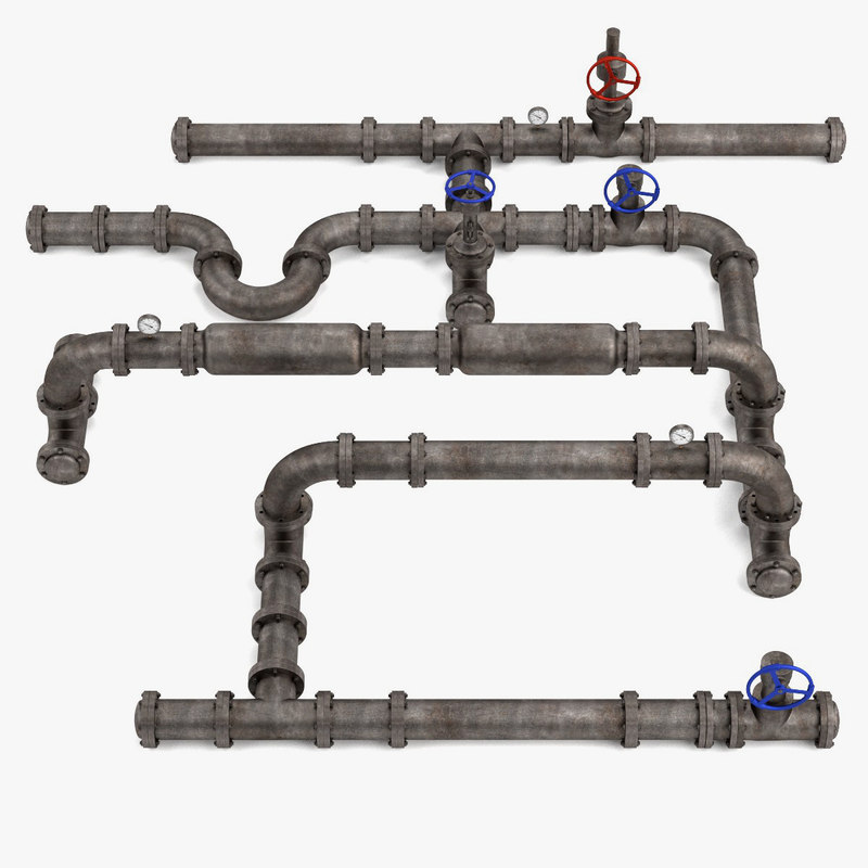 model pump 3d hydraulic industrial scene pipes 3d model