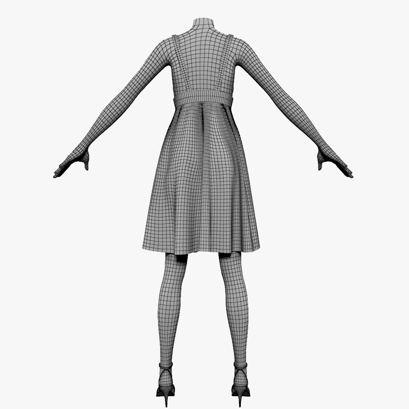 dress sequins female mannequin 3d max