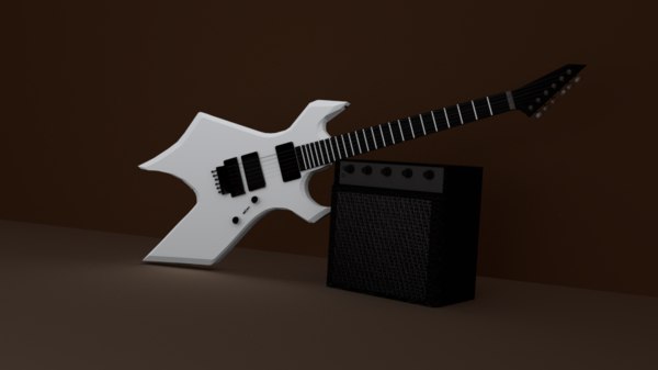 white electric guitar 3d 3ds
