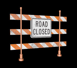 3d road closed sign