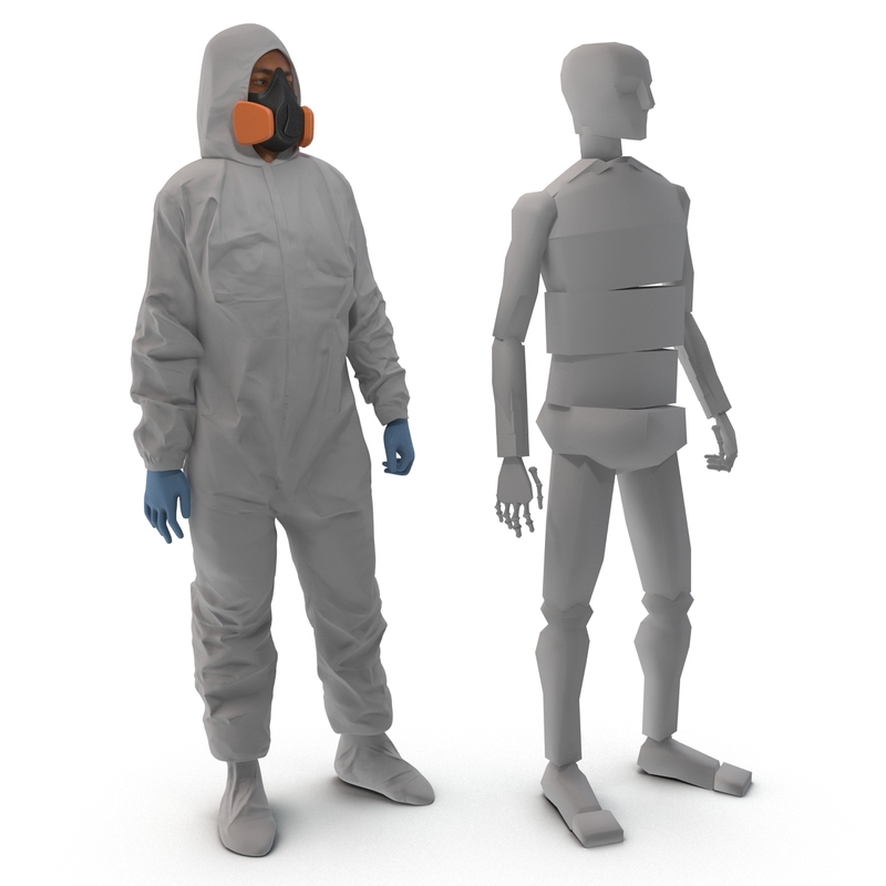 3d hazmat worker rigged model