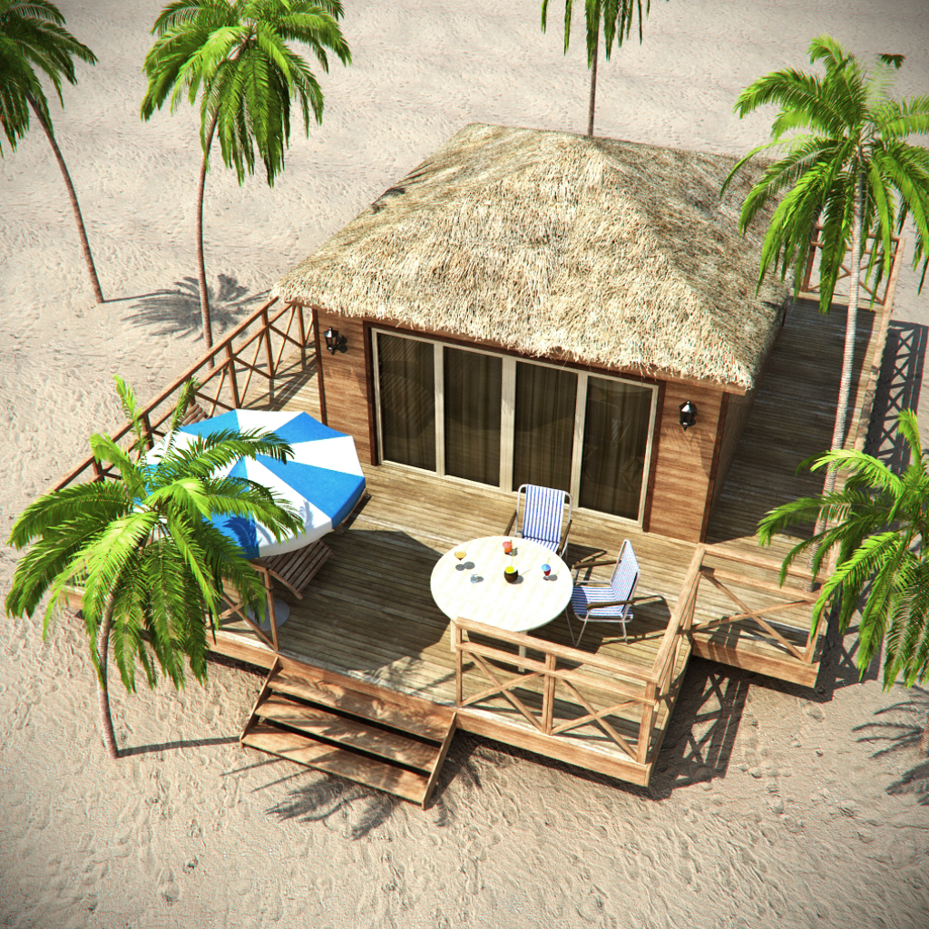 3d tropical bungalow model