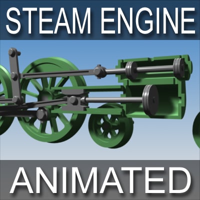 steam engine animation 3d model