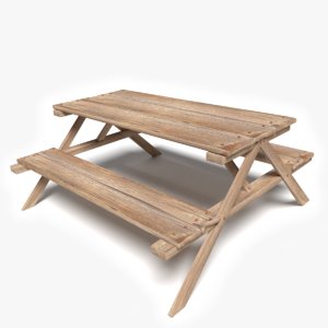 3d model wood picnic table
