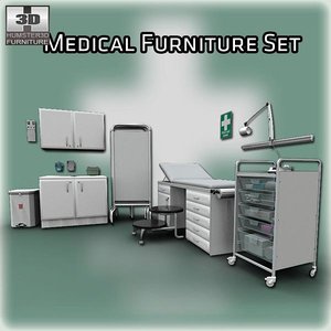 3d model medical furniture set doctor s