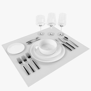 3d model tableware set forks knifes