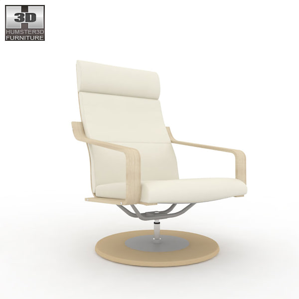 3d Model Ikea Poang Swivel Armchair
