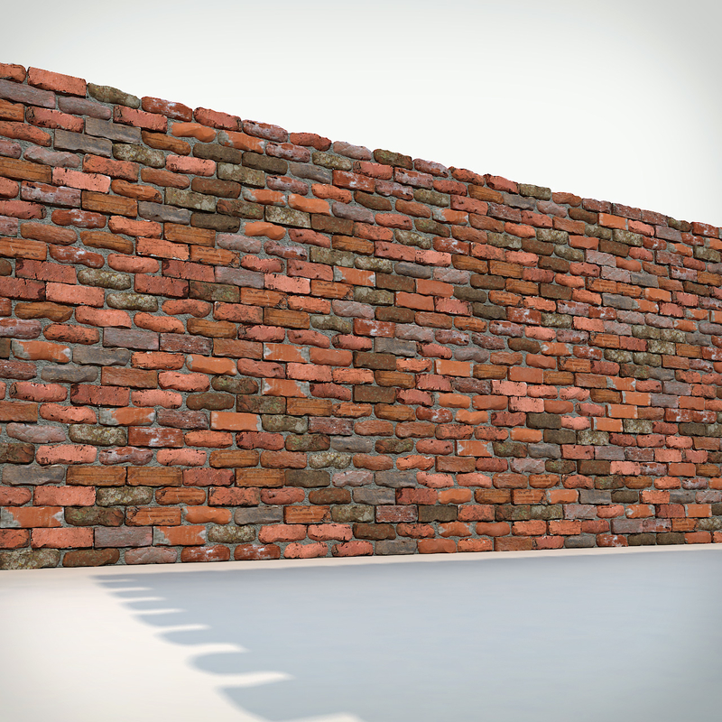 modelo 3d Piedra Ladrillo Roca Pared de la casa roja Ruina abandonada