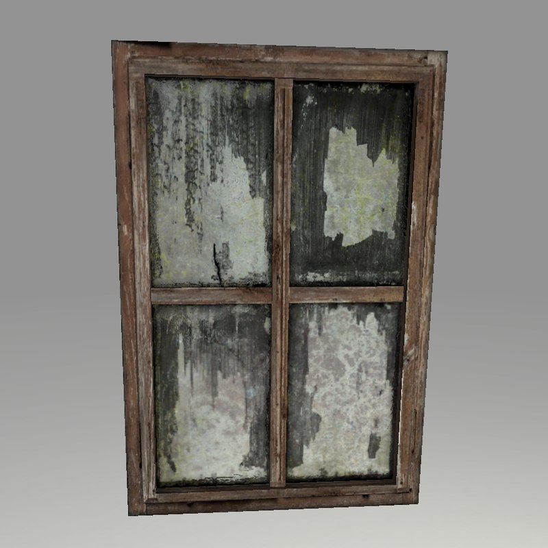 Highpoly Old Wooden Window 3d Model
