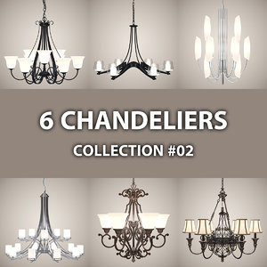 3d 6 chandelier lights model