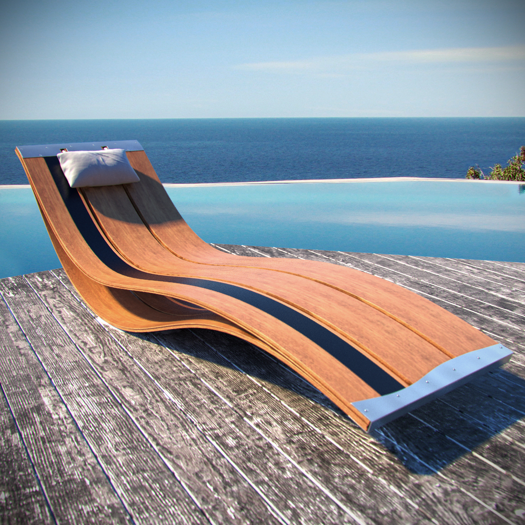 3d beach sunbed