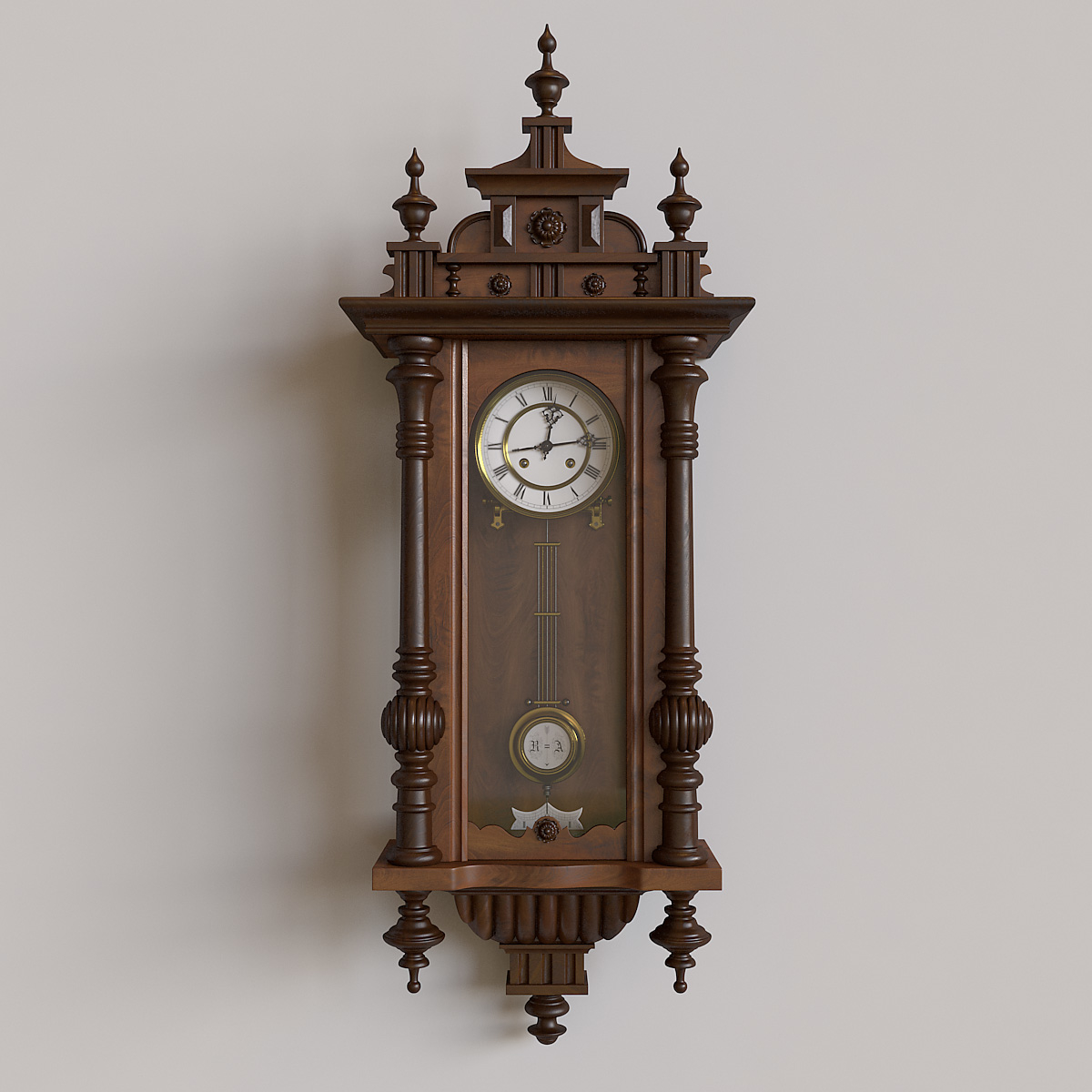 obj antique pendulum wall clock