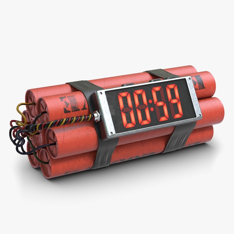 3d model time bomb digital timer