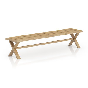 3d max simple wooden bench