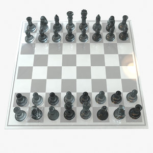 glass chess set pawn 3d obj