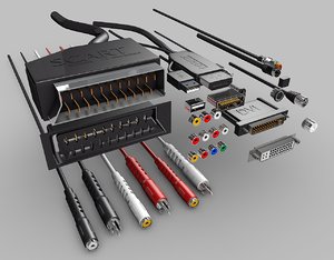 electronic cables connectors pack 3d model