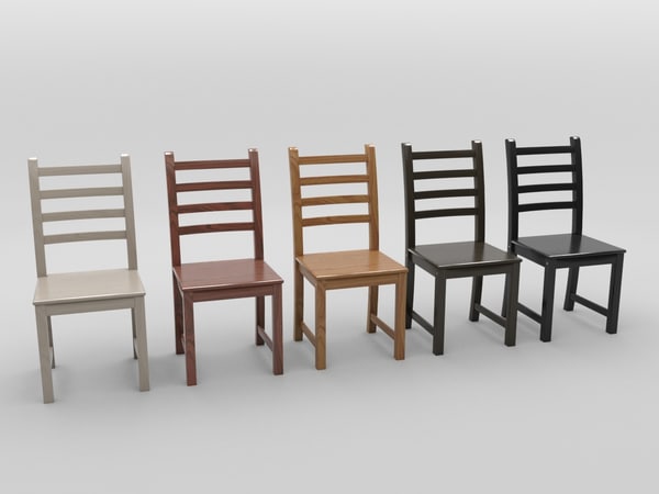 3D модель Деревянный стул (5 материалов) - TurboSquid 845865.