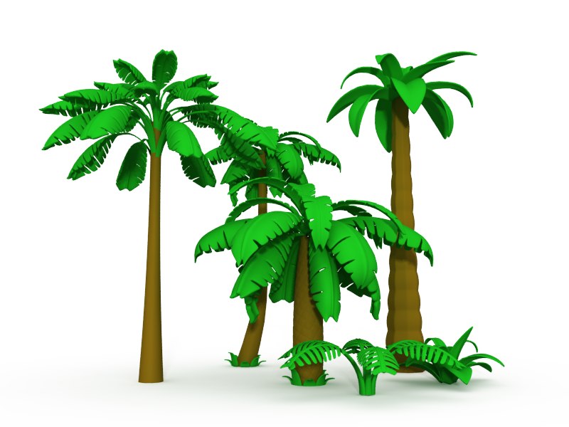 3d model cartoon palms tree