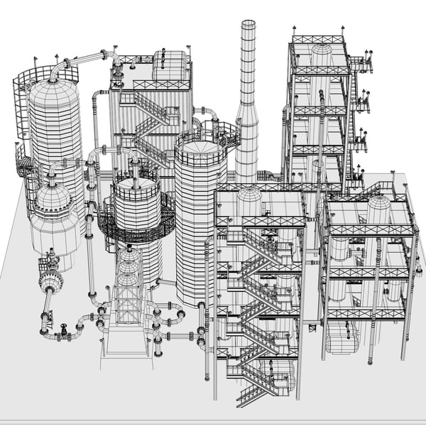 Oil Refinery 3d Model