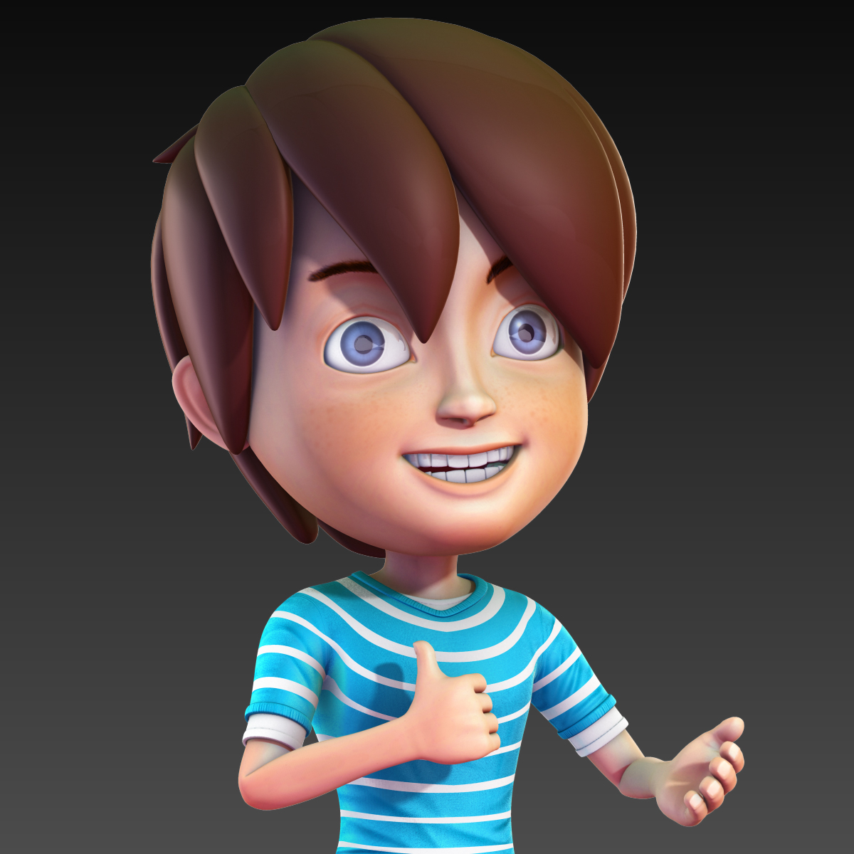 卡通男孩索具3d模型