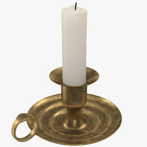 3d model antique brass candle holder