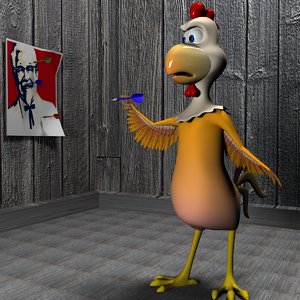 3d model cartoon chicken rigged