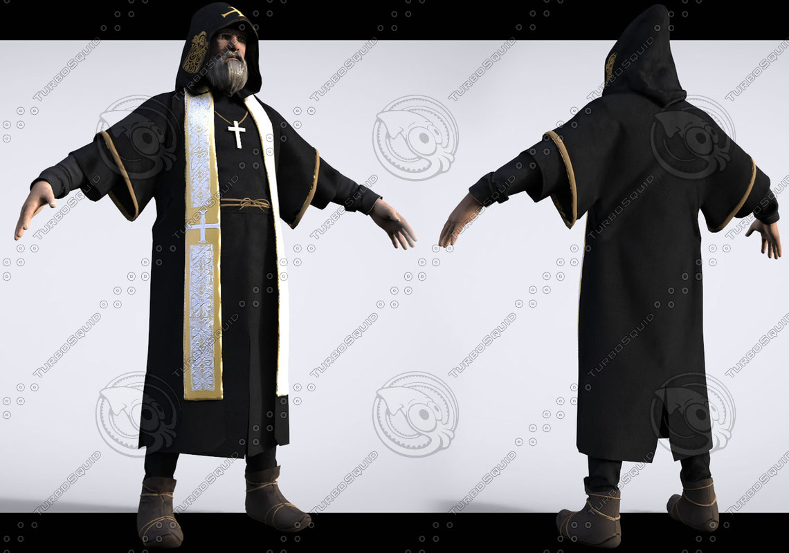 medieval monk 3d model