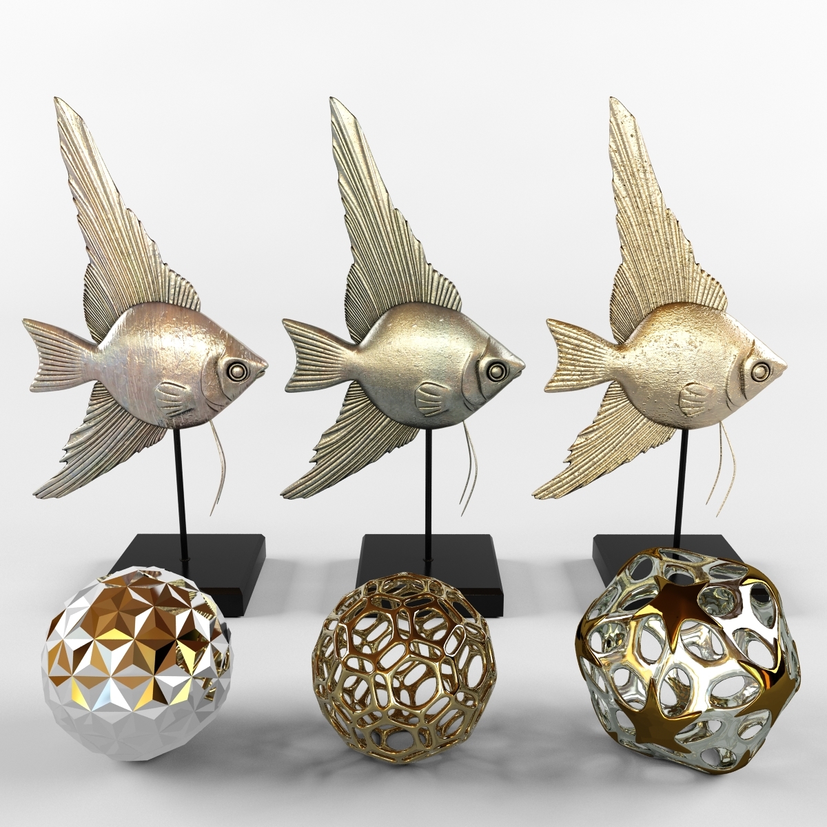 bronze fish decor 3d model