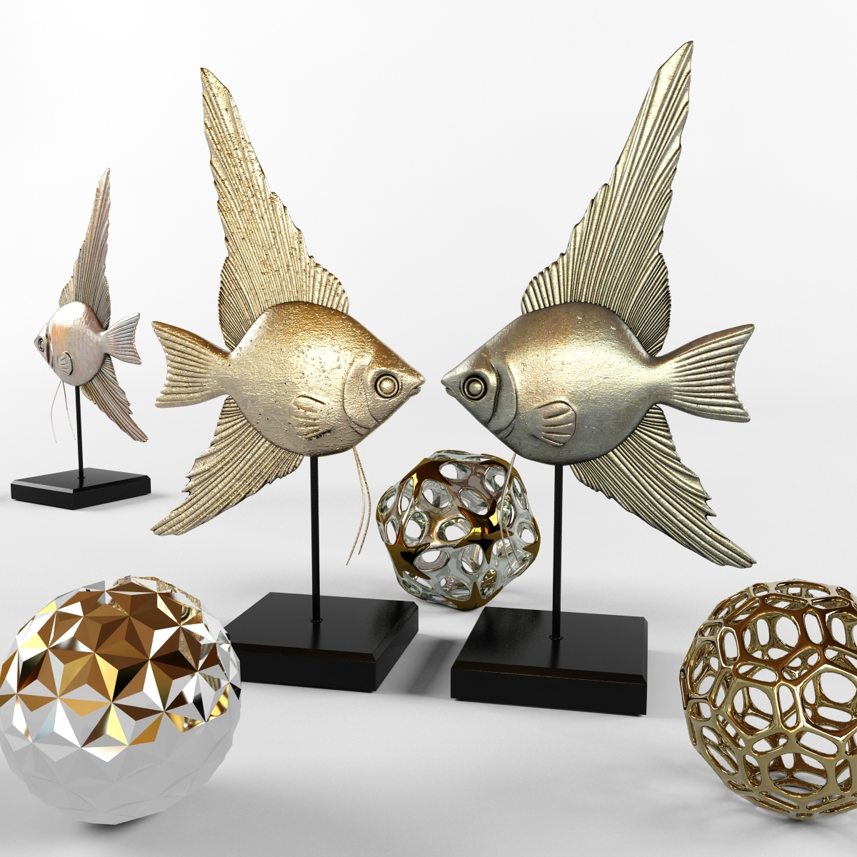 bronze fish decor 3d model