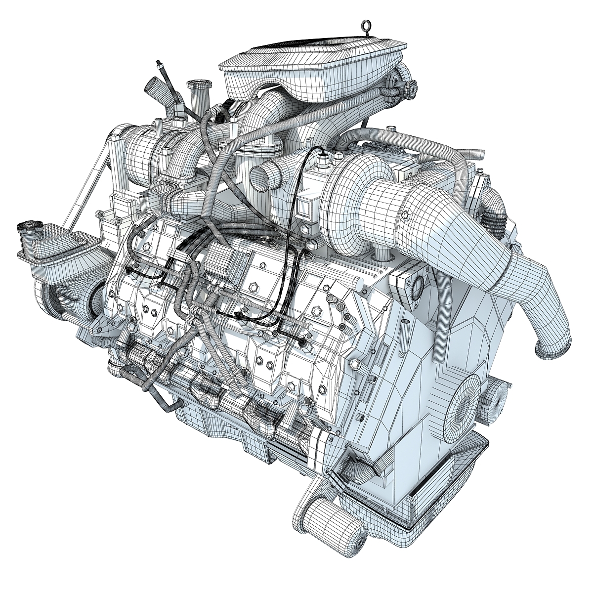 car engine modeled 3d model
