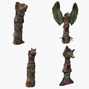 wood totems 3d model