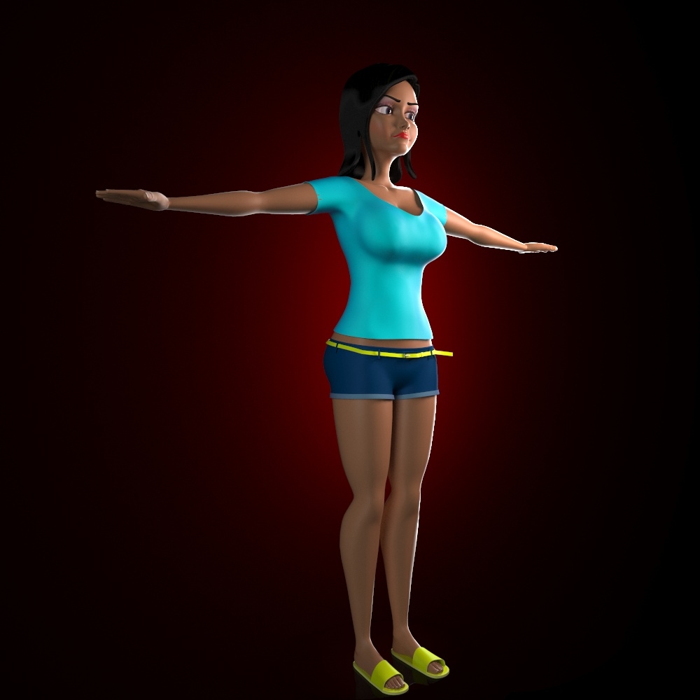 Rigged Cartoon Girl 3d Model