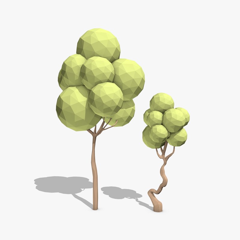 cartoon trees toon 3d model