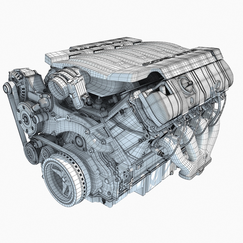 chevrolet corvette 2014 v8 engine 3d model